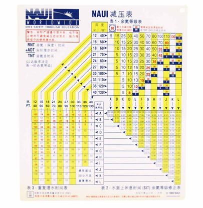 NAUI Air Dive Table - Plastic (Simplified Chinese) 