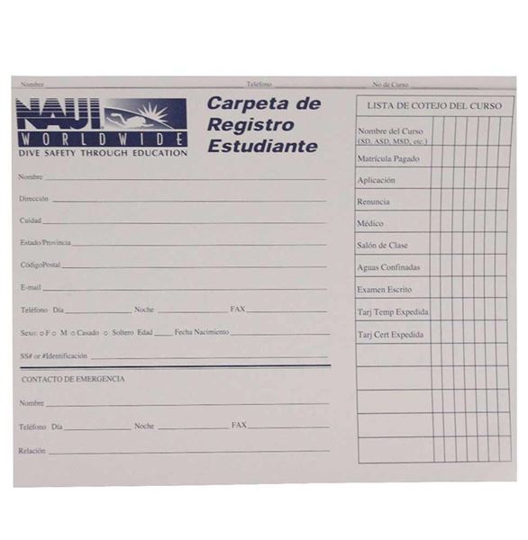 NAUI Student Record Folder - Spanish